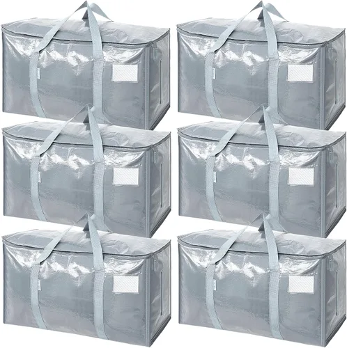 Vista 46 de TICONN Paquete de 2 bolsas de mudanza extra grandes resistentes con cremalleras y asas de transporte, bolsas de almacenamiento duraderas
