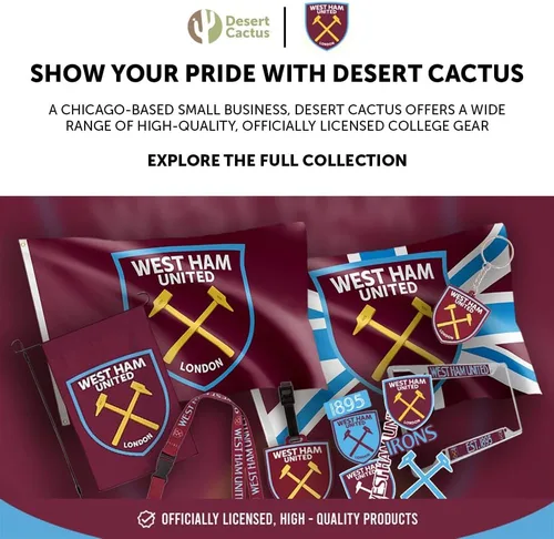 Vista 6 de Desert Cactus West Ham United FC - Calcomanía de vinilo de fútbol inglés, fútbol de la Premier League, botella de agua para laptop, álbum