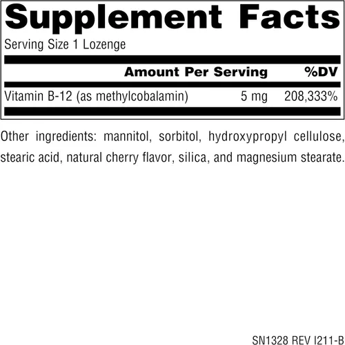 Vista 2 de Source Naturals Metilcobalamina Vitamina B12, 5 mg - 30 Pastillas