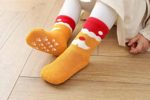 Vista 8 de J Poqobog Juego de 6 calcetines de algodón grueso para bebé, unisex, antideslizantes, antideslizantes