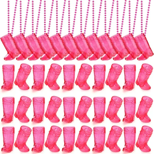 Vista 14 de Sieral 12 Piezas de Vasos de Chupito de Bota en Collar con Cuentas, Collar de Vaso de Chupito de Vaquera de Plástico, Collar de Vaso de Chupito