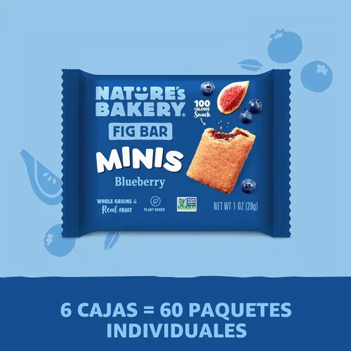 Vista 3 de Nature's Bakery - Minis de barra de higos y arándanos, fruta real, sin nueces, paquete de 60
