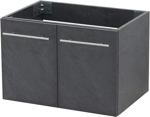Vista 3 de Juego de lavabo flotante para montaje en pared, color gris pizarra oscura, fregadero de cerámica para encimera de piedra plana blanca, 24 pulgadas