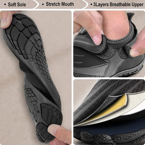Vista 4 de KEMISANT Zapatos de agua para hombre, unisex, zapatos acuáticos descalzos para hombres y mujeres, para playa, natación, deportes acuáticos