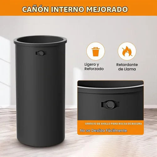 Vista 4 de BEAMNOVA Bote de basura abierto de 16.5 galones con tapa, acero inoxidable Metálico