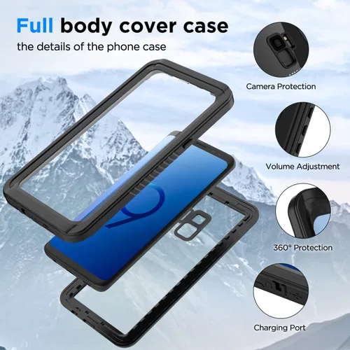 Vista 2 de Lanenas Funda para Samsung Galaxy S9, impermeable, a prueba de polvo, a prueba de caídas con protector de pantalla integrado, 5.8 pulgadas, 360°