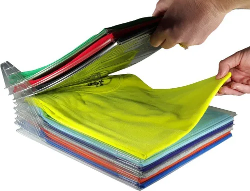 Vista 9 de Organizador de armario y doblador de camisetas Tamaño regular, paquete de 20