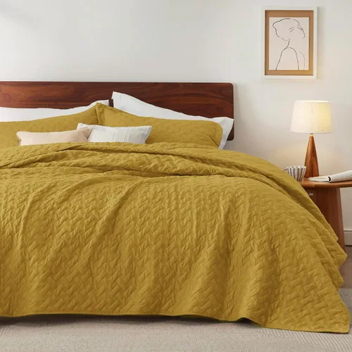 Vista 42 de Bedsure Quilts Twin Size - Lightweight Bedspreads Twin Size with Basket Weave Pattern, Soft Quilt Bedding Set, Grey Comforter Set Coverlet for All