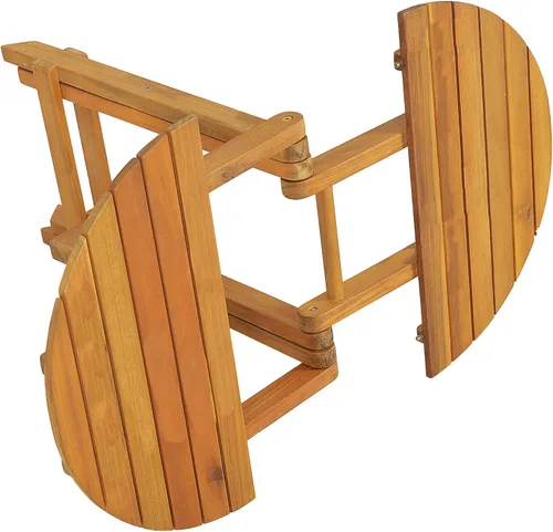 Vista 6 de Mesa auxiliar plegable de 17.75 pulgadas, mesa auxiliar ajustable para sala de estar y exterior, soporte redondo de madera para plantas, sin
