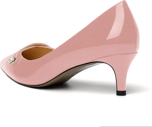 Vista 7 de ROSERWISH Zapatos de vestir de tacón bajo con patente para mujer, para fiesta, sexy, para fiesta, boda, patente, gatito, zapatos de vestir de 2