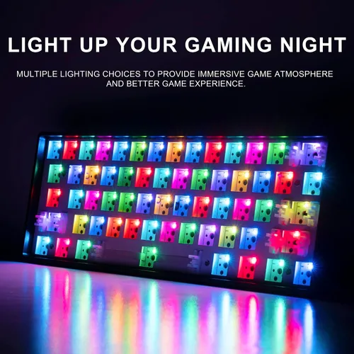 Vista 6 de GK61 RGB - Kit de bricolaje personalizado de intercambio en caliente para 60 teclado placa de montaje en PCB carcasa de metal
