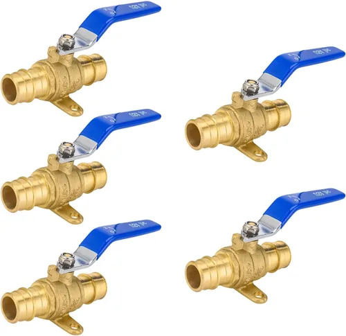 Vista 29 de Válvula de bola azul, válvula de cierre Pex A de 1/2 pulgada con oreja, válvula de bola de cierre Pex de puerto completo de latón para agua, aire