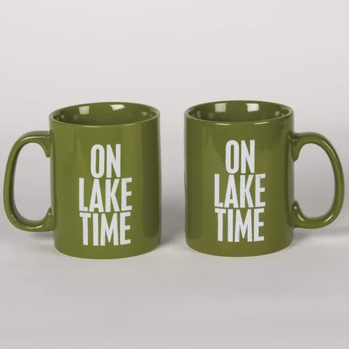 Vista 5 de Primitives by Kathy 21675 Taza de café de gres verde, 20 onzas, Lake Time