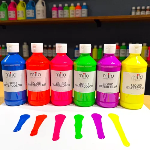 Vista 5 de milo Juego de acuarela líquida fluorescente, 6 colores UV neón, botellas