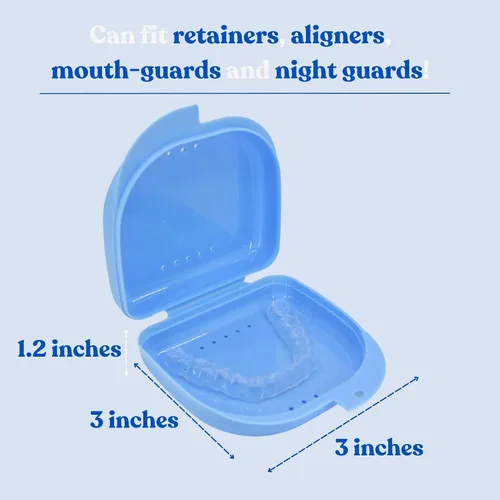 Vista 3 de Estuche de retención con orificios de ventilación - Contenedor de ortodoncia para sujetar retenedores, alineador, protector nocturno/protector
