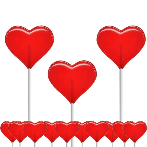 Vista 8 de Mini paletas para el día de San Valentín con forma de corazón rojo con sabor a fresa, envueltas individualmente, paletas de 0.18 oz, aprox. 40