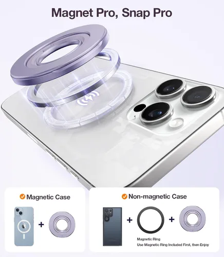 Vista 7 de TORRAS 2025 Mejora [Doble Anillo] Compatible con Soporte de Anillo para Teléfono MagSafe [Doble Anillo] Compatible con Soporte Magnético MagSafe