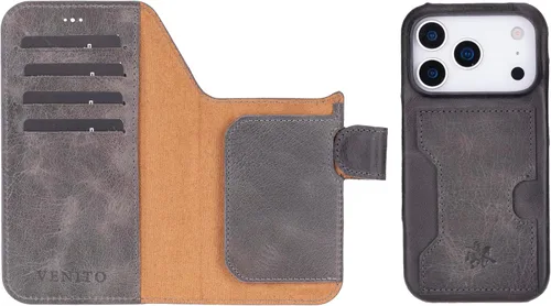 Vista 132 de Venito Florence - Funda de piel compatible con Samsung Galaxy S9, extra segura con bloqueo RFID, cartera desmontable para teléfono (gris decolorado)
