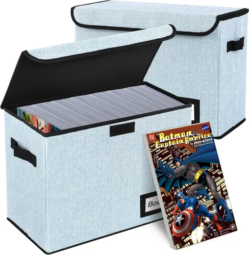 Vista 36 de Caja de Almacenamiento de Cómics, 15.8" X 7.8" X 11.8", Resistente Plegable Contiene 160-180 Cómics Contenedor Organizador Estante