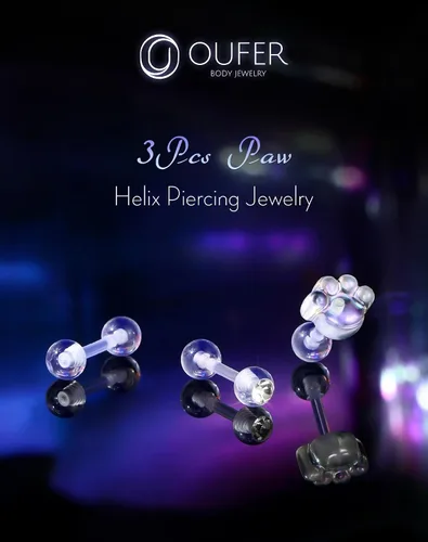 Vista 7 de OUFER 3 piezas de retenedores de piercing transparentes para cirugía, retenedor de joyería de piercing helix bioflex, joyería de piercing