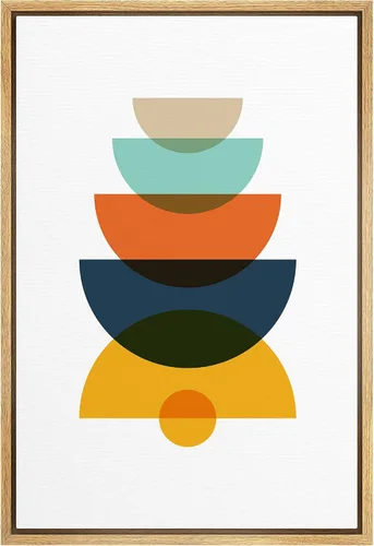 Vista 38 de bestdeal depot Lienzo enmarcado para pared, arte geométrico de sol y montaña, reflejo del mar, naturaleza, ilustraciones de área silvestre, arte