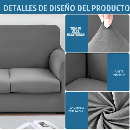 Vista 5 de JQinHome Funda elástica de 4 piezas para sofá, funda para sofá, funda para loveseat con 2 fundas de cojín separadas, protector de muebles lavable