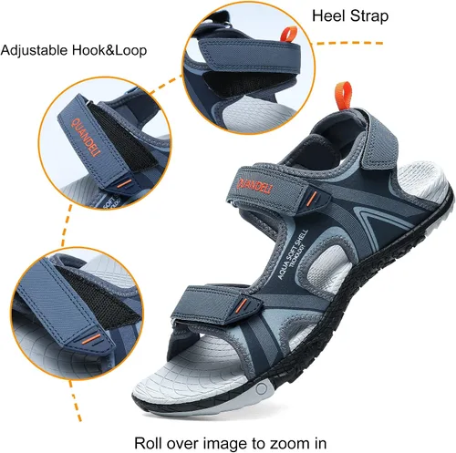Vista 3 de QUANDELI Sandalias deportivas para hombre, sandalias de agua con punta abierta con soporte de arco, impermeables, ligeras, informales, atléticas
