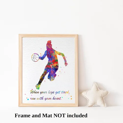 Vista 3 de Dignovel Studios Póster de baloncesto de 8 x 10 pulgadas sin marco para niña, cuando tus piernas se cansan, póster motivacional en acuarela