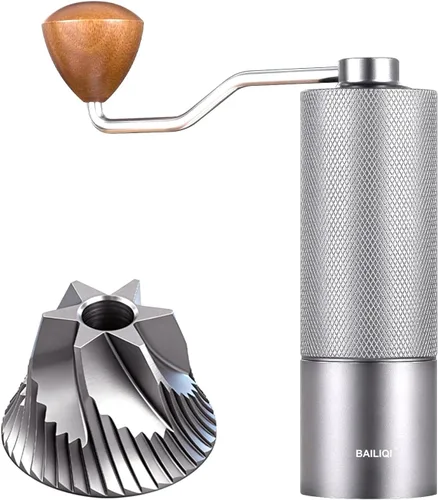 Vista 10 de Molinillo de café manual con sistema de doble rodamiento, molinillo de café manual de capacidad de 0.88 oz, molinillo de café manual de acero