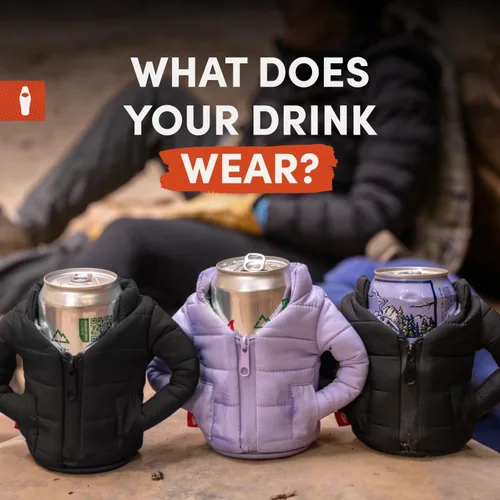 Vista 6 de Puffin - The Puffy Jacket - Enfriador de latas aislado de 12 oz I Botella de cerveza y soda aislante, mantiene las bebidas y bebidas frías - Negro