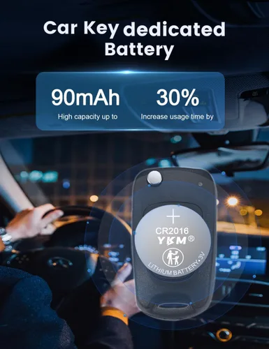 Vista 3 de YKM Paquete de 5 baterías CR2016 DL2016 CR 2016 3V batería de litio para coche remoto llavero reloj batería