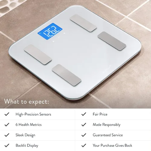 Vista 4 de Balance Báscula digital de grasa corporal de alta precisión, medidas precisas de salud, mediciones de composición y peso corporal, parte superior