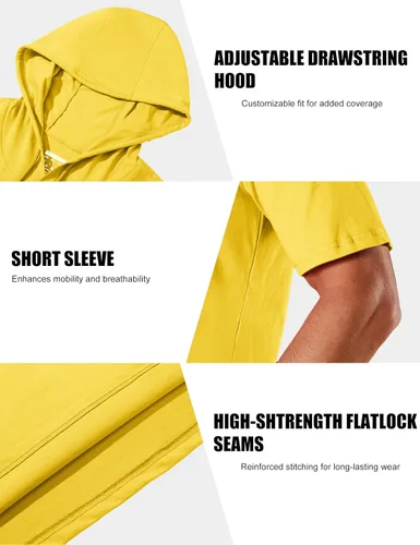 Vista 60 de MAGCOMSEN Sudadera con capucha de algodón de manga corta para hombre, sudadera ligera con capucha