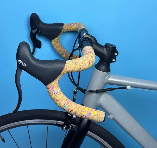 Vista 8 de Cinta de corcho para manillar de bicicleta de carretera, 2 rollos, antideslizante, absorción de impactos, cinta de agarre con tapones de barra