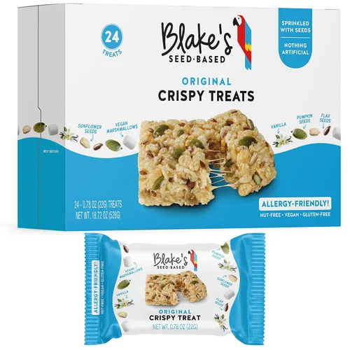 Vista 14 de Blake’s Seed Based, Birthday Cake - Golosinas de arroz crujiente sabor a torta de cumpleaños, sin nueces, gluten, lácteos, ni soya; snack saludable