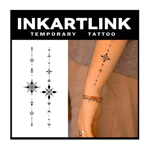 Vista 15 de INKARTLINK Tattoo Tech, 2 hojas de tatuaje semipermanente mediano, tatuajes temporales de diseño artístico para adultos, dura 1-2 semanas