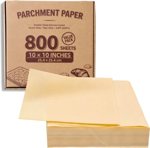 Vista 18 de Cuadrados pequeños de pergamino precortados a granel de 5 x 5, 3200 hojas, sin blanquear, antiadherentes, para envoltorios de dulces, papel de Marrón