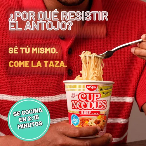 Vista 4 de Nissin Cup Noodles Sopa, Sabor a Carne de Res, Vasos de Papel Aptos para Microondas, Ramen Instantáneo, 2.25 Onzas (Paquete de 12)