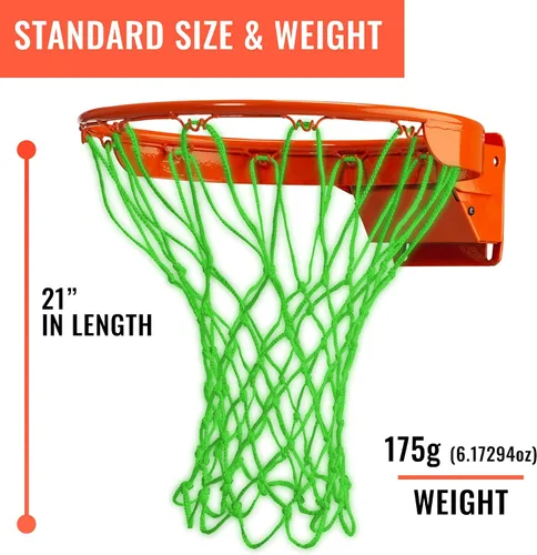 Vista 4 de Ultra Sporting Goods Red de baloncesto resistente de repuesto – Anti látigo para todo tipo de clima, se adapta a llantas estándar para interiores