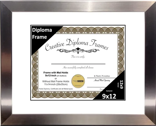 Vista 24 de Creative Picture Frames Carnegie - Marco de diploma de acero inoxidable con acabado de acero inoxidable de 6 x 8 pulgadas con caballete de vidrio