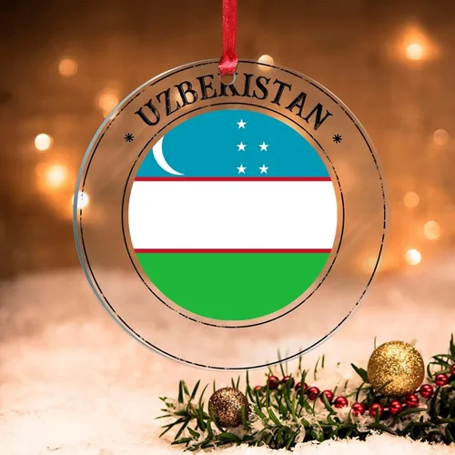 Vista 28 de Bandera de Andorra, adorno colgante de Navidad, bandera nacional, decoraciones de Navidad, adornos acrílicos, colgante para árbol de Navidad
