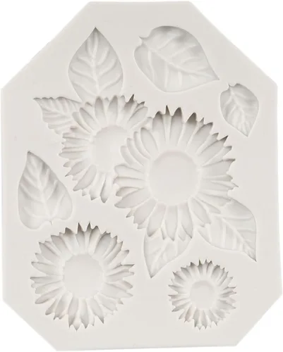 Vista 8 de Moldes de silicona de girasol para fondant de hojas de girasol para decoración de pasteles de caramelo de chocolate, decoración de cupcakes, pasta