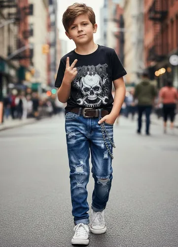 Vista 3 de Boy's Skinny Fit Ripped Destroyed Distressed Stretch Slim Jeans Pants