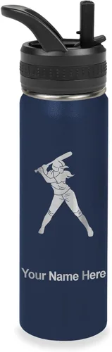 Vista 56 de LaserGram Botella de agua personalizada de 32 onzas, jugador de softbol Regalo grabado para jugadores de sóftbol, acero inoxidable aislado al vacío