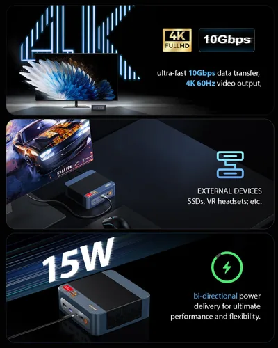 Vista 12 de BOSGAME Mini PC E5 11 Pro, AMD Ryzen 5300U 4C/8T, PC de oficina en casa de Azul