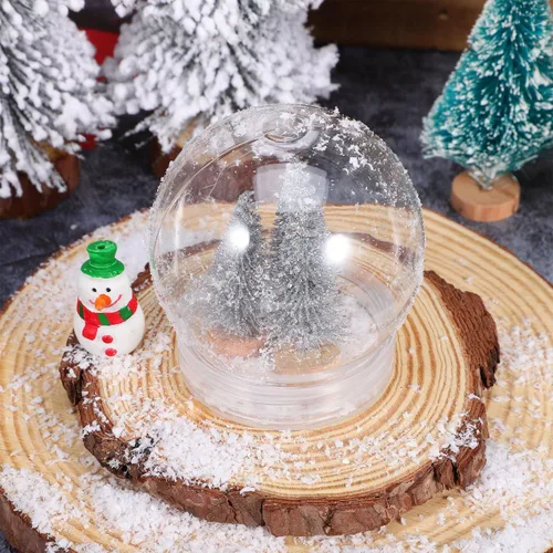 Vista 5 de GANAZONO 10 globos de nieve de plástico transparente con tapa de rosca para manualidades, decoración del hogar, 10