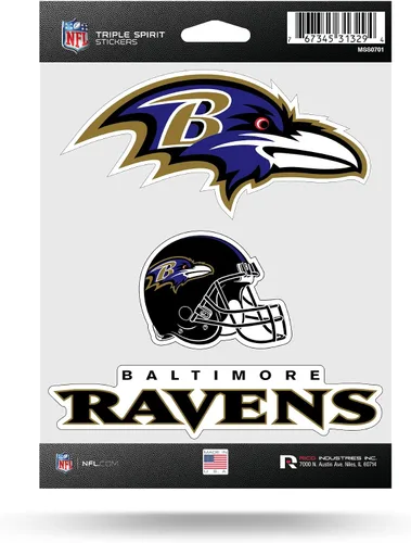Vista 12 de Rico Industries NFL Football Triple Spirit Stickers Hoja de calcomanías triples