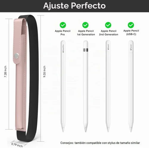 Vista 2 de MoKo Soporte para lápiz para Apple Pencil Pro, Apple Pencil de 1ª/2ª generación, iPencil (USB-C), Funda de cuero PU para lápiz de iPad con hebilla