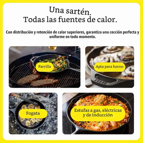 Vista 6 de Lodge L8SGP3ASHH41B - Sartén cuadrada de hierro fundido con mango de silicona roja, 10.5", 10.5 pulgadas, Negro