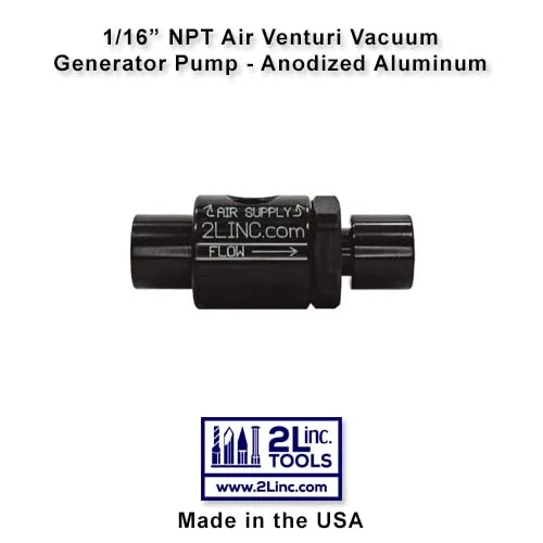 Vista 2 de Bomba de generador de vacío Venturi de aire NPT de 1/16" (aluminio anodizado)